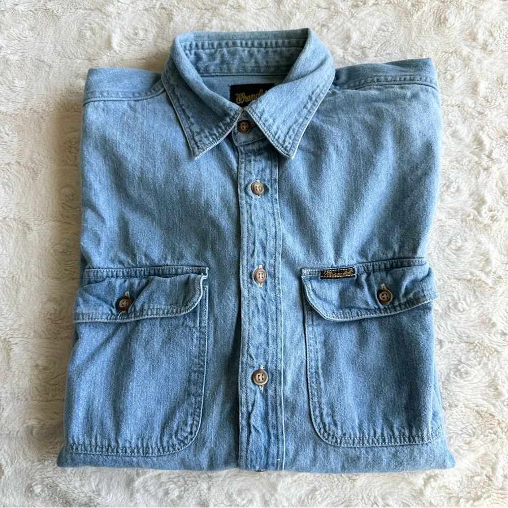 Wrangler Light Denim Button-Down Work Shirt